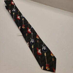 NWT Parquet Men's Tie guitars print 56 in.